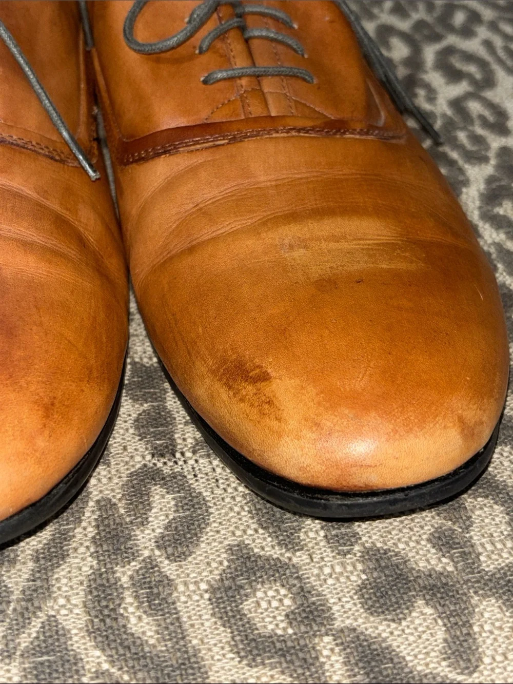 Bed Stu  oxford cognac brown burnished leather distressed casual lace up mens 10